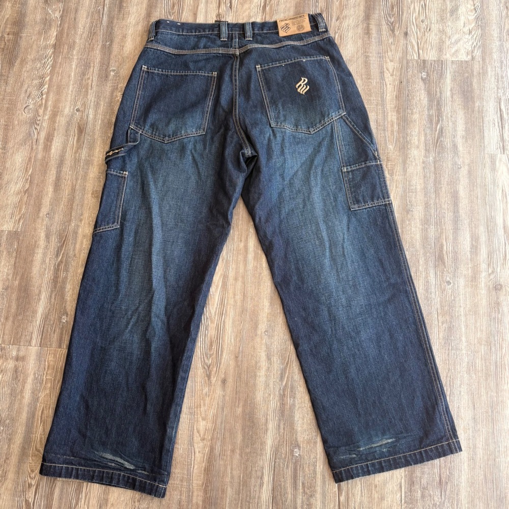 Rocawear Mens Baggy Carpenter Jeans Dark Wash Denim Y2K Streetwear 36x32